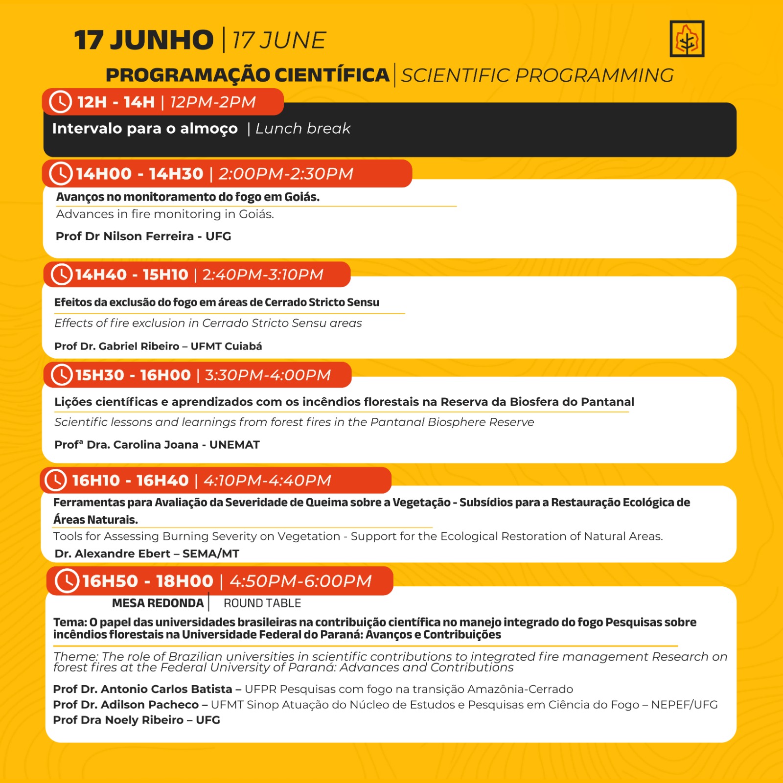 Programação de 17/06 - Tarde - 